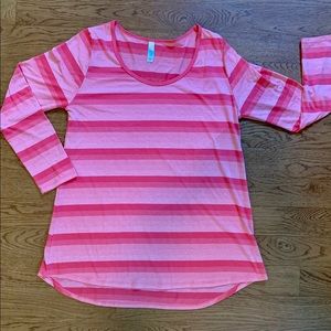 Lularoe women’s Lyanne stripe pink XL tee💖 BNWOT